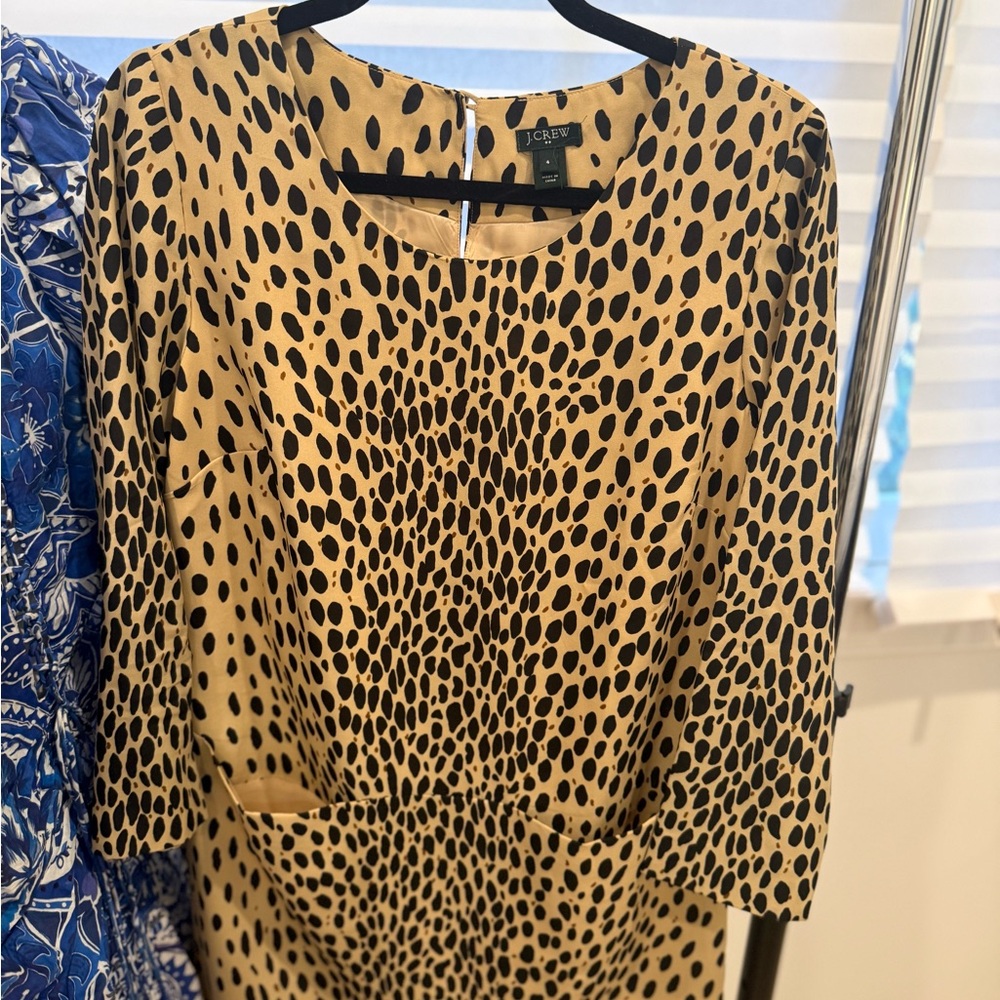 J. Crew Black and Tan Long Sleeve Dress